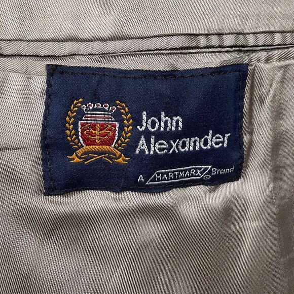 John‎ Alexander Blazer Men 42 Gray Silver Shield Wool Hartmarx Jacket USA VTG - Picture 7 of 16